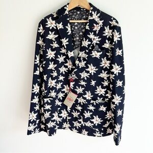 NWT BOB Giacca Maglia Blue Floral Long Sleeve Blazer(52)